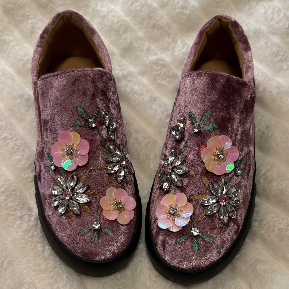 Jacobies Blush crystal Floral Vanesa Slip-on Sneaker